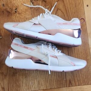 Puma Muse X-2 Cream & Rose Gold Silk Sneakers